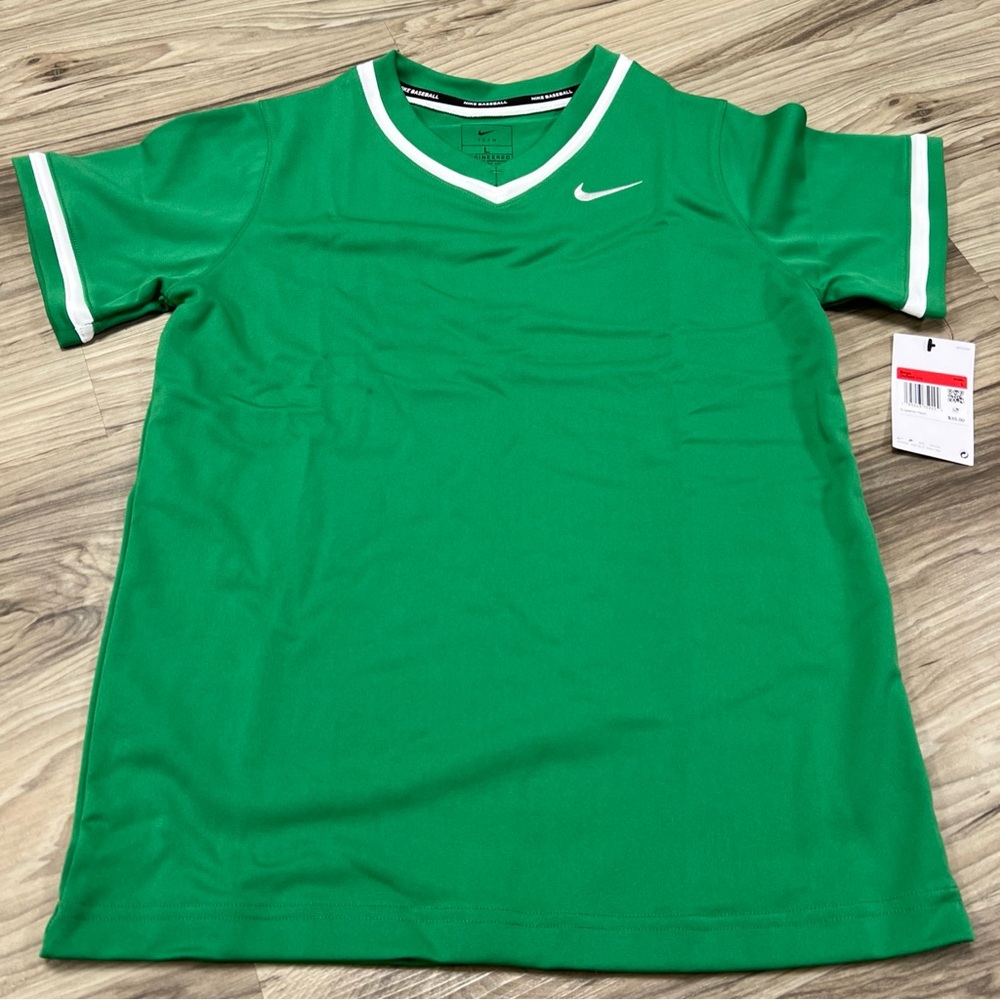 Nike Boys Baseball Green/White Pullover Jersey Boys Large DM3969-316  NWT